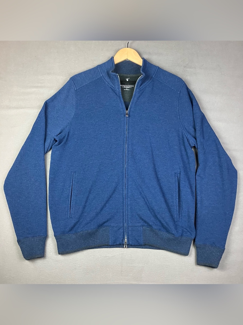 Fairway & Greene Men’s Size M Full Zip Sweater Navy Blue The Natural
